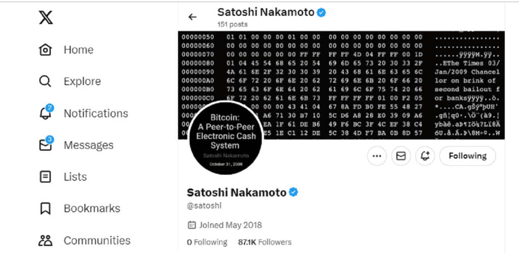 Satoshi Nakamoto Twitter Account 