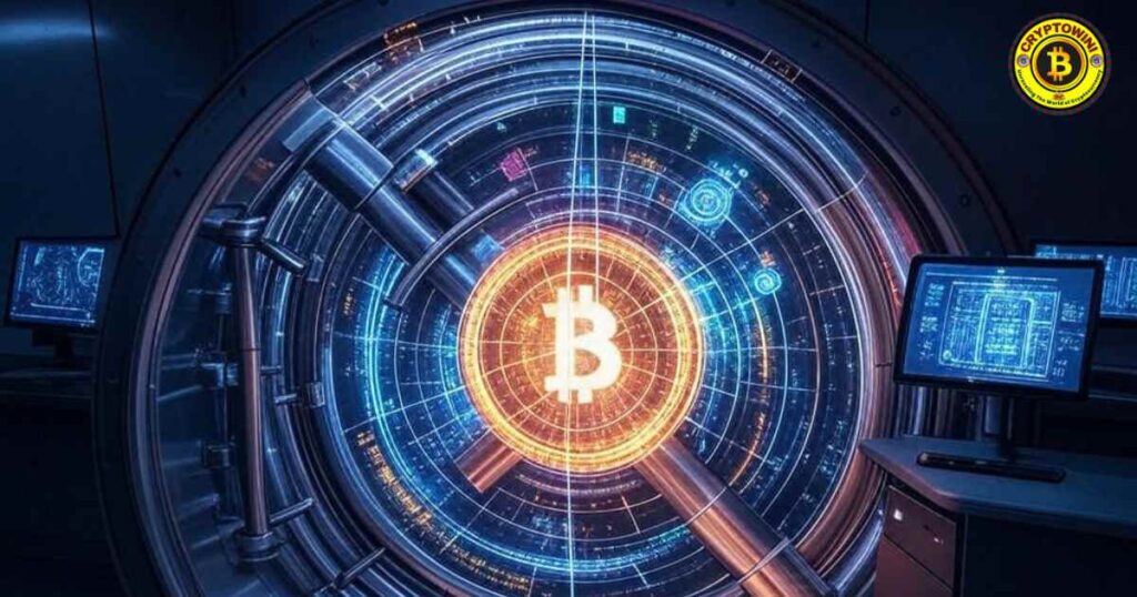 AI-enhanced digital vault securing cryptocurrency assets